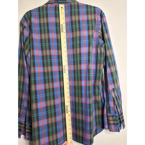 Wrangler Men's Western Long Sleeve Plaid Pearl Snaps Shirt Medium - Picture 5 of 7